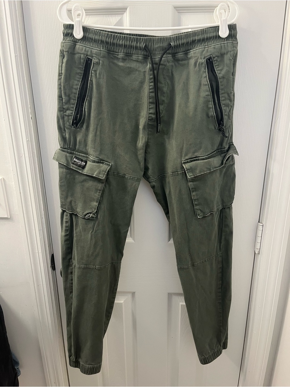 Hollister Skinny Cargo Joggers Olive Green Mens Small